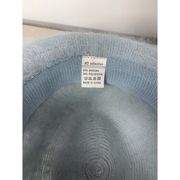 NEW VTG Winter Womans Angora Gatsby Bucket Hat Light Blue One Size  Fuzzy - Picture 7 of 9